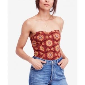 Free People Orange Floral Tube Top